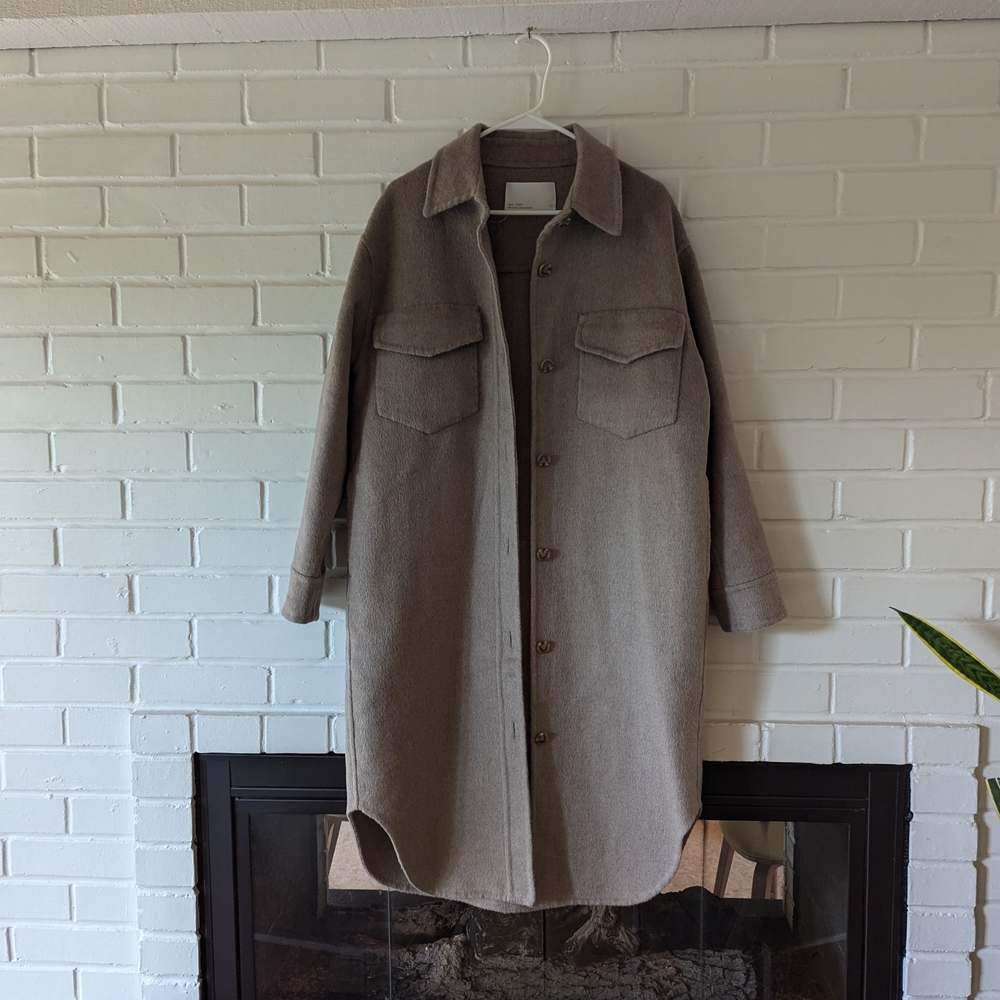 OAK + FORT Tan Wool Coat